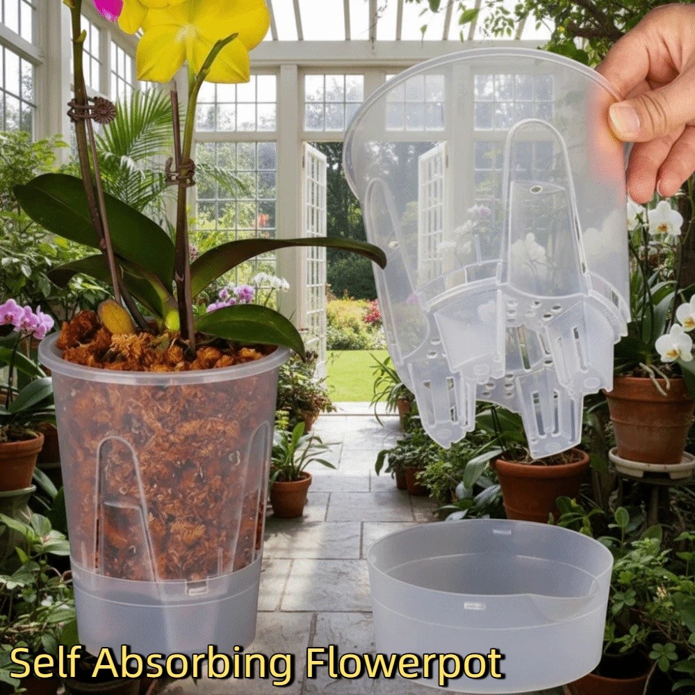 Aloe Vera Pot - プラスチック製自動吸水植木鉢、厚底水耕栽培植木鉢、背の高い排水穴付き大容量植木鉢、手間いらずの植木鉢