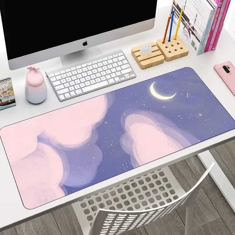 Tradescantia Purple - パープルのかわいいクラウドゲーミングマウスパッド、滑り止めゴム製、HD大型デスクマット、ゲーマーテーブルキーボードクッションカーペット、XXLラップトップコンピューターラグ