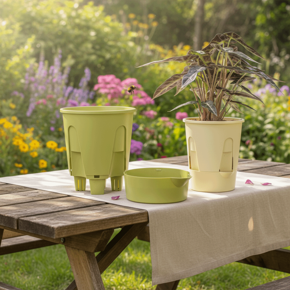 プラスチック製自動吸水植木鉢、厚底水耕栽培植木鉢、背の高い排 - Aloe Vera Pot のレビューと価格