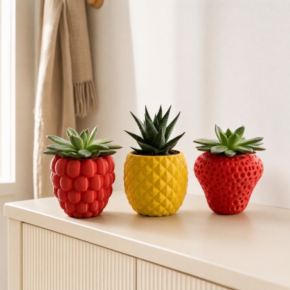 プラスチック製フルーツ型植木鉢 3Dプリント製ホームオーナメ - Echeveria Succulent のレビューと価格