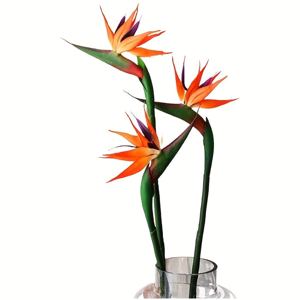 人工芝の花の人工鳥、輪ゴム、長い茎、DIY、家庭のパーティー - Bird Paradise Strelitzia のレビューと価格
